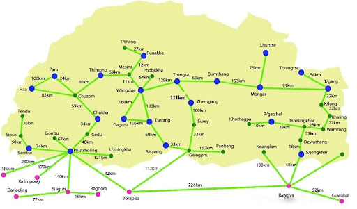 BHUTAN DISTANCE MAP Distance Map